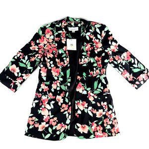 Calvin Klein Womens Black Flyaway Cuffed Open-Fron